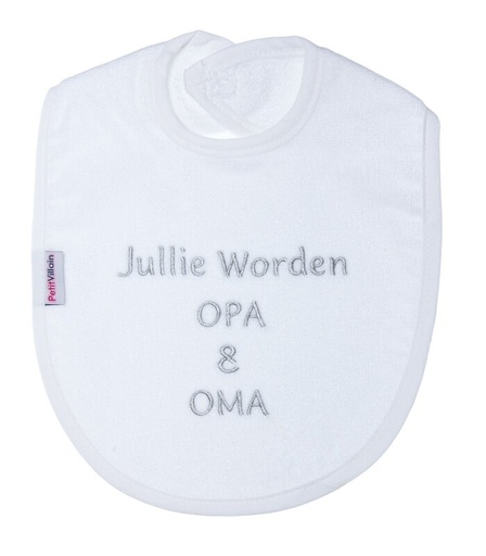 [306078] PetitVillain | Slabbetje Jullie Worden Oma & Opa Badstof Wit 25x34cm