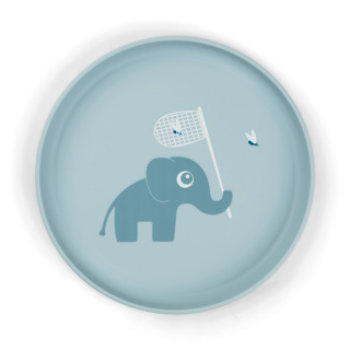 [472308] PLAT BORD, Foodie Plate, Elphee, blue, rond, blauw, print olifant met vliegenvanger, PP, 1 stuk, bord, 2024
