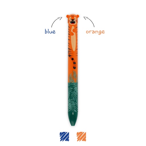 [521122] Legami | Balpen Click&Clack Tiger Twee Kleurig Blauw/Oranje