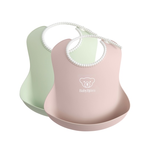 [354610] Babybjorn | Slabbetje Pastelgroen/Pastelroze 2-pack