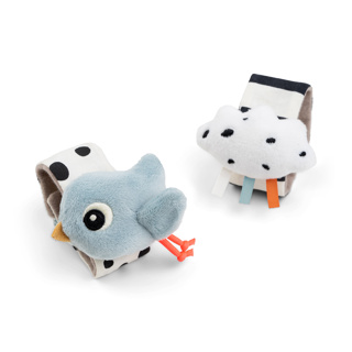 [477972] RAMMELAAR, Wrist Rattle 2-pack, Happy Clouds, blue, blauw, textiel, +muziek, vanaf 0 maand, 2 stuk(s), 2024
