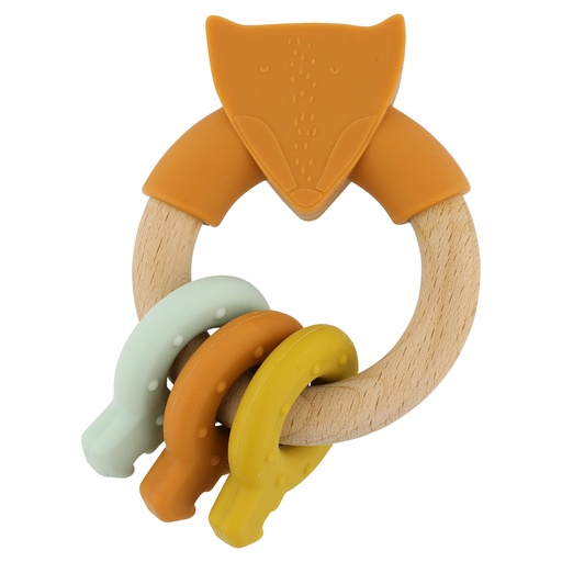 [523087] Trixie | Rammelaar Mr. Fox Activiteitenring Hout/Siliconen Oranje