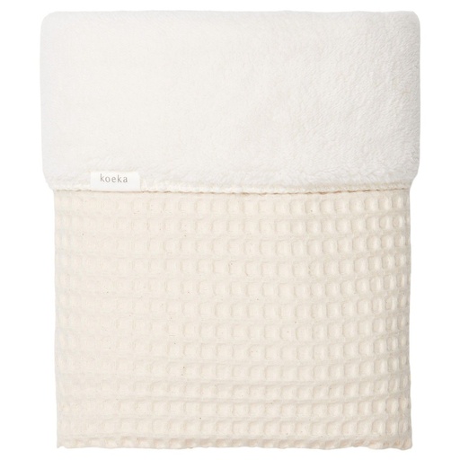 [523791] Koeka | Wiegdeken wafel/teddy Oslo Naturel/Pebble
