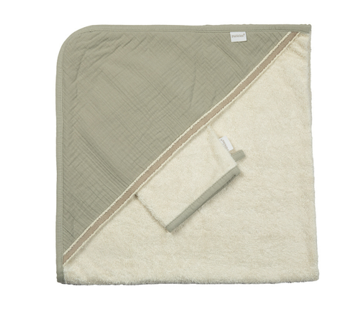 [530981] Pericles | Badcape + Washandje Avocado Groen 80x80cm