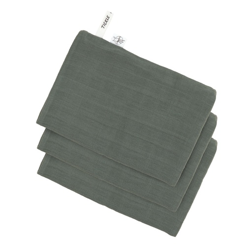 [531173] Laessig | Washandje Muslin Wash Glove Petrol Green Groen 3-pack