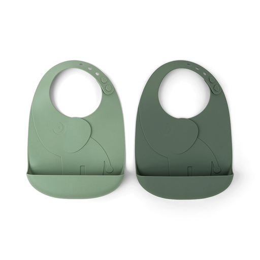 [408669] Done By Deer | Slabbetje Peekaboo Elphee Drukknopensluiting met Kruimelvanger Siliconen 2-pack