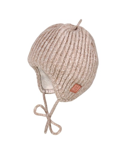 Maximo |  BABY-knitted hat, sewed, rib braunmeliert