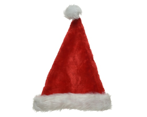 [44032] KERSTMUTS, kerstmanmuts, 44 x 30 cm, wit/rood, pluchen randen, met pompon, 100% polyester