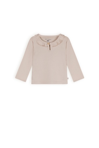Petite Maison x Nono | Kaya tshirt Longsleeve with ruffle detail at neck Oatmeal