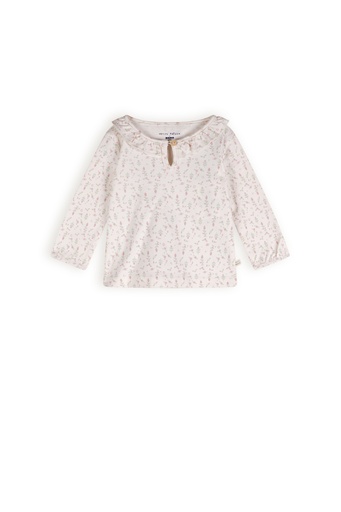 Petite Maison x Nono | Kaya tshirt Longsleeve with ruffle detail at neck AOP Flower