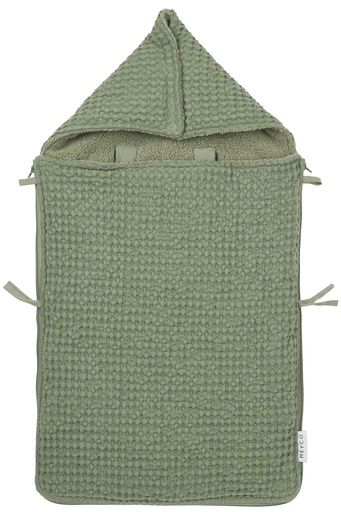 [533547] Meyco | Voetenzak Wafel Teddy Olive Green 40x82cm