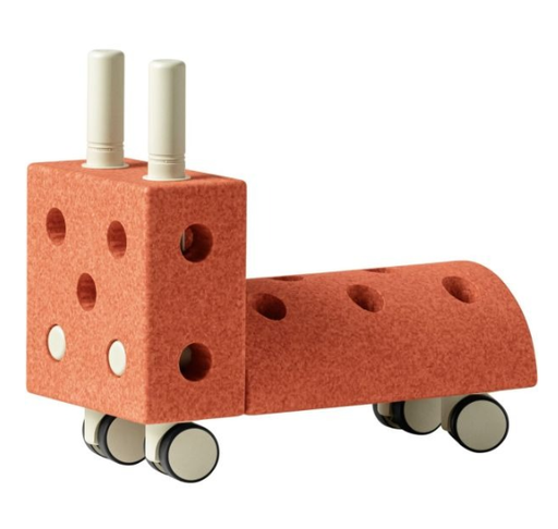 [467071] LOOPFIETS / LOOPAUTO, Tiny Ride, Burnt orange - dusty green, uni/met gaatjes/ stuur, kunststof, vanaf 12 maanden