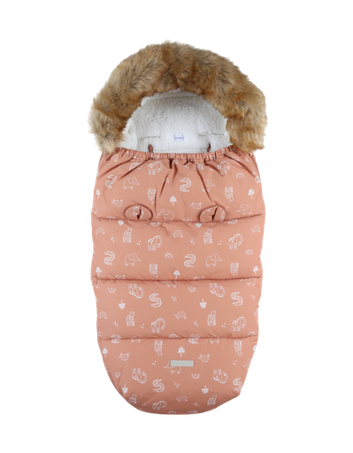 [534867] Noukies | Voetenzak Canvas/Fleece All Over Dieren Caramel