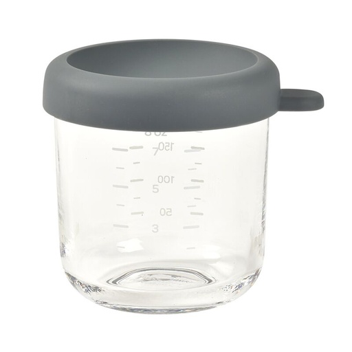 [484645] Beaba | Bewaarpotje met Maatverdeling Glas/Siliconen Mineral Grey 250 ml 