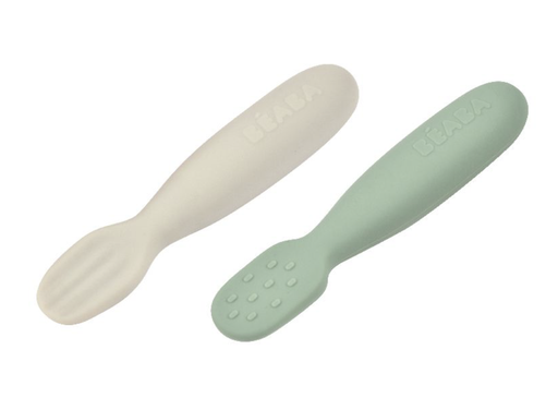 [485687] Beaba | Oefenlepel 2 delig, sage green/velvet grey +4M