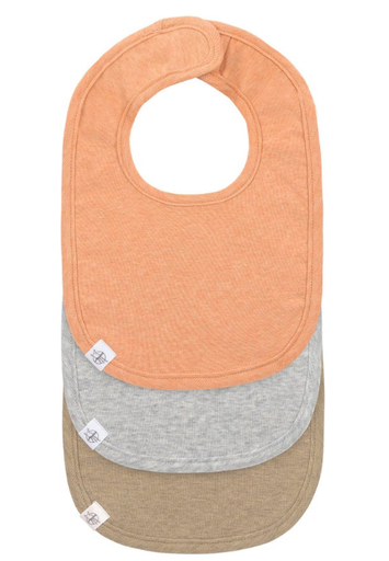 [535272] SLABBETJE, Newborn Bib 3 stuks, velcrosluiting, apricot/light grey/nature melange 
