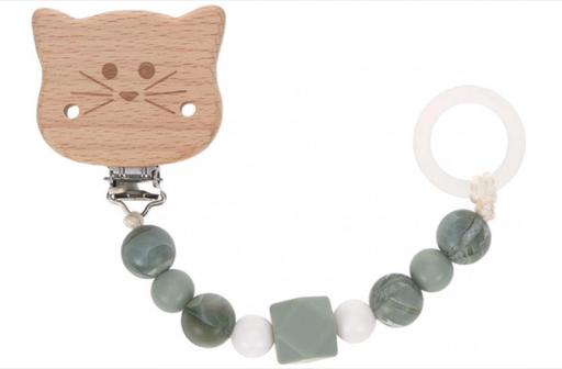 [535503] Laessig | Fopspeenketting Wood/Siliconen little chums cat