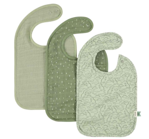 [537367] Trixie | Slabbetje Daring Dino Groen3-pack