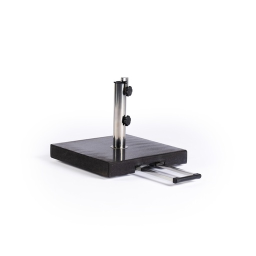 [538611] PARASOLVOET | 40 kg | Vitoria | Zwart Gepolijste Graniet met Wielen en Telescoopgreep 