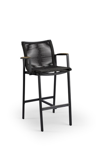 [538644] Foxx Teak Rope Bar Chair Charcoal 58 x 56 x 105 cm