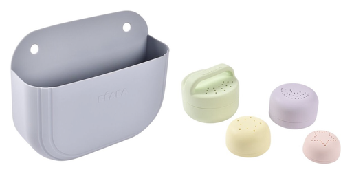 [538702] Beaba | Set Mand Pebble + Badspeeltjes silicone Melkmunt / multikleuren 