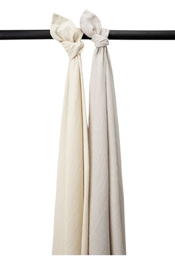 [538949] Meyco | Tetra Doek Swaddles Pre-Washed 120x120cm Beige/Grijs 2-pack