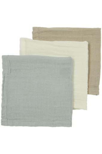 [538954] Meyco | Monddoekje Pre-Washed Offwhite/Light Grey/Sand 30x30cm 3-pack 