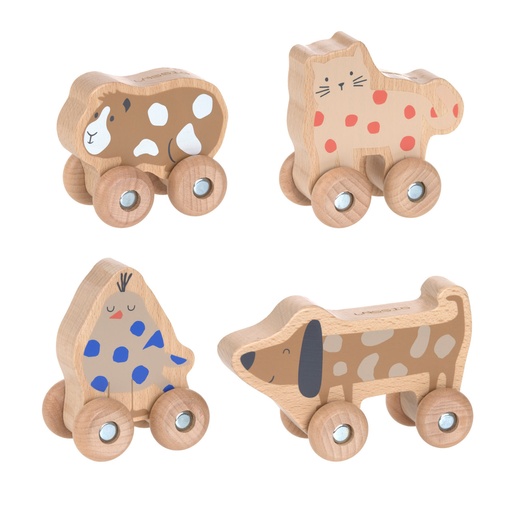 [539093] Laessig | Auto Rolling Toys Wood Set Little Mateys 4-pack Hout