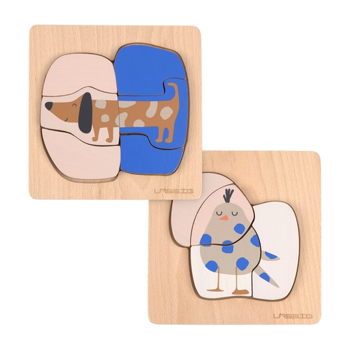 [539095] Laessig | Puzzel Puzzle Wood Set Little Mateys Dog/Bird Hout