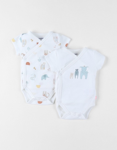 Noukies | Body Crazy Safari Korte Mouw Safari Dieren Wit