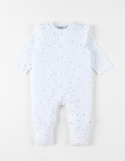Noukies | Pyjama Newborn Jersey All Over Bloemen Wit