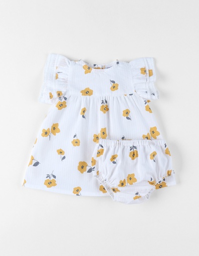 Noukies | Jurk English Garden Kreukelkatoen All Over Bloemen Wit