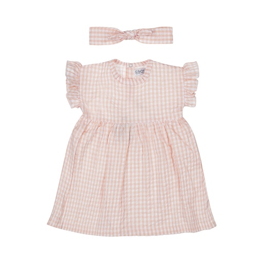 Dirkje | Jurk Girls Sweet Light coral + Haarband