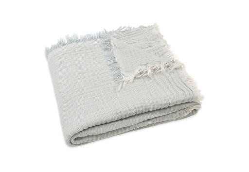 [544502] Jollein | Deken Ledikant Fringe Sea Green/Ivory Stripe Groen/Ecru 120x120cm