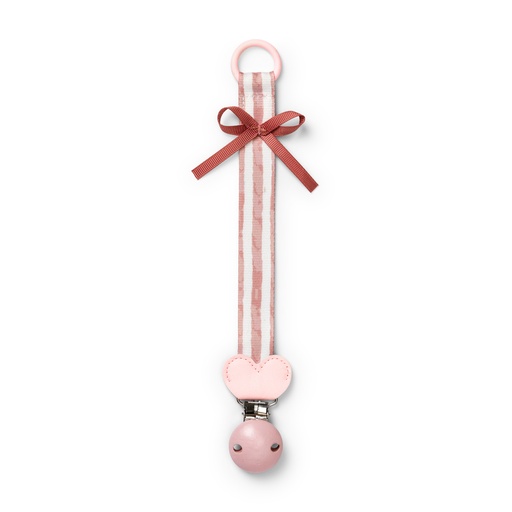 [546295] Elodie | Fopspeenketting Candy Stripes Hout met Strikje Gestreept Ecru/Roze