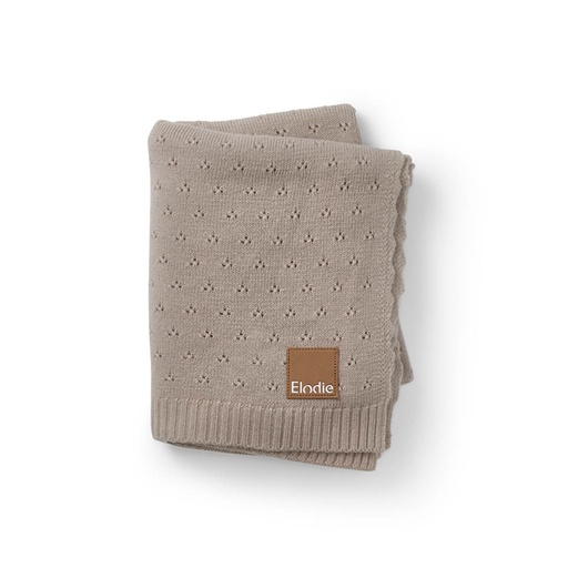 [546298] Elodie | Deken Pointelle Tender Taupe Ajour Motief Tricot vr Wieg/Draagmand/Park 75x100cm