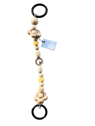 [546315] Klein Atelier | Wagenspanner met Belletje Houten Kralen/Bloem Yellow Geel 36cm