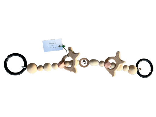 [546319] Klein Atelier | Wagenspanner met Belletje Houten Kralen/Schildpad Peachy Roze 36cm