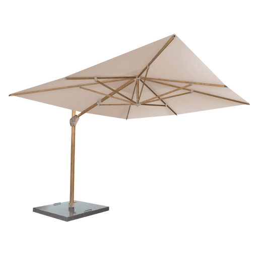 [546913] 4SO | Parasol Hacienda Zweefparasol Woodlook frame Sand Doek: 100% Solefin Draaibaar Kantelbaar 300x400cm