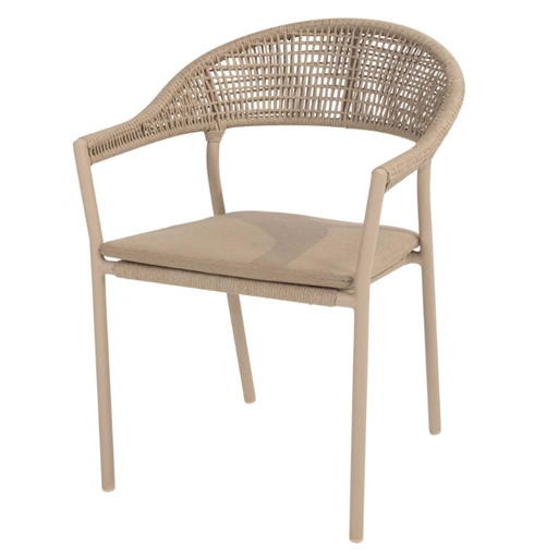 [547003] 4SO | Tuinstoel Sienna Stacking Dining Chair Rope Latte Stapelbaar met Kussen