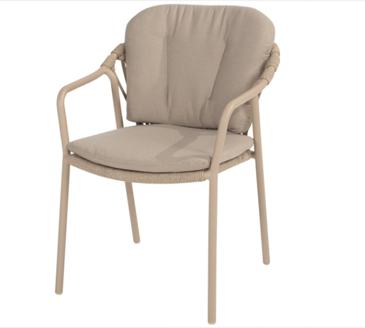 [547004] 4SO | Tuinstoel Manitoba Stacking Dining Chair Latte met 2 Kussens Stapelbaar