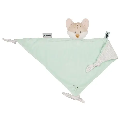 [547056] Nattou | Knuffeldoek Flo,Ernest&Oli Vos Flo Groen 40cm