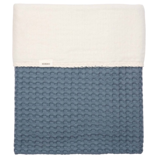 [547138] Koeka | Deken Wieg Wafel Amsterdam Cotton/Fleece Bluestone 75x100cm