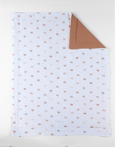 [547174] Noukies | Deken Elephant All over Olifant Wit 75x100cm