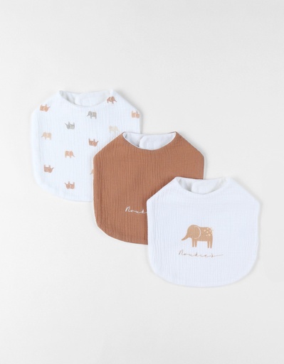 [547175] Noukies | Slabbetje Elephant Muslin 3-pack