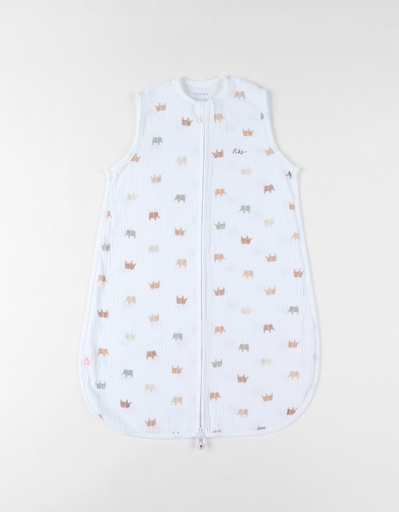 [547179] Noukies | Slaapzak Elephant Muslin All over Olifant <1TOG Wit 70cm  