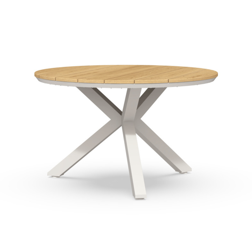 [547280] Tierra | Orbital Dining Table Teak 120 cm Ø Creme White