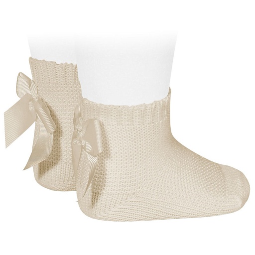 Condor | Kousen Garter stitch short socks with bow Lino