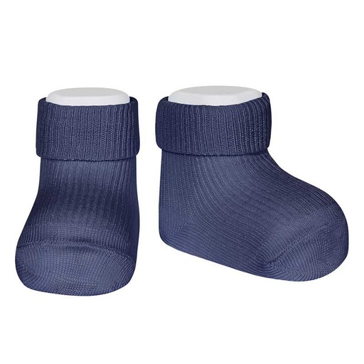[547454] Condor | Kousen Fine rib ankle socks with folded cuff Marine