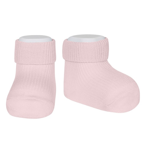 [547455] Condor | Kousen Fine rib ankle socks with folded cuff Baby Rose
